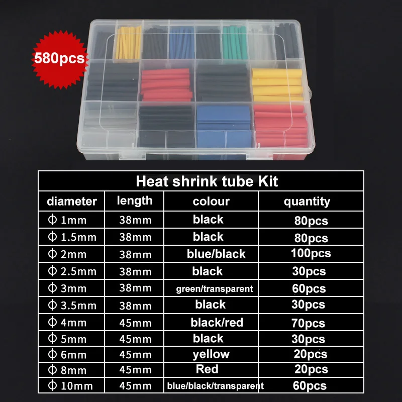 580 buah/set 2:1 penyusutan ta - Shrink Sleeve Pvc ulasan dan harga